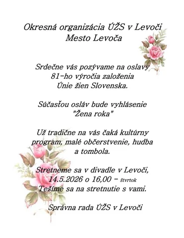 81. výročie založenia ÚŽS v Levoči