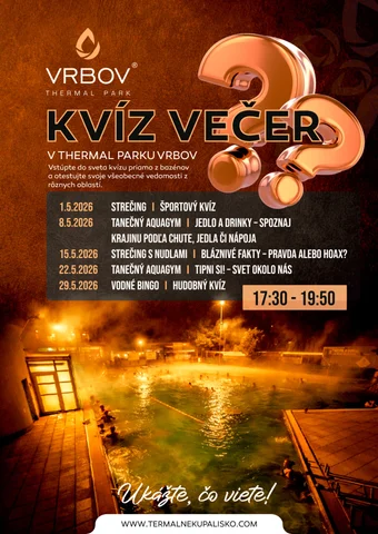 Májové kvízové večery v Thermal Parku Vrbov
