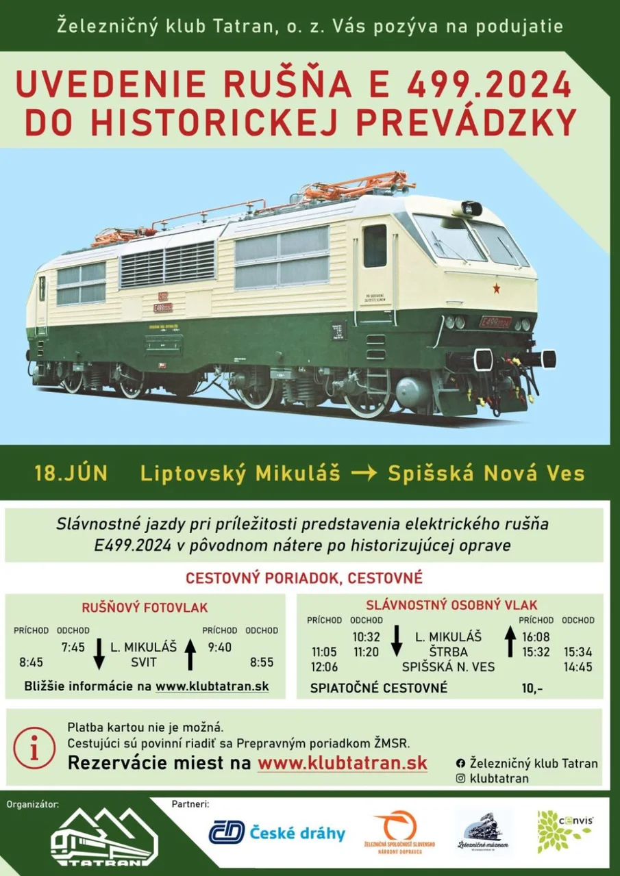 Uvedenie rušňa E499.2024 do historickej prevádzky